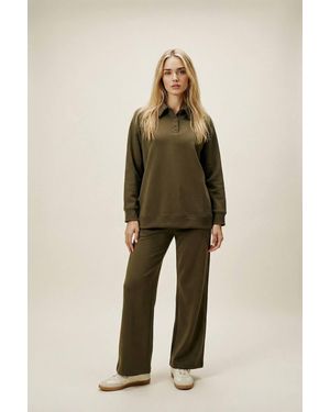 The Night Store Button Collar Lounge Trouser Set - Natural