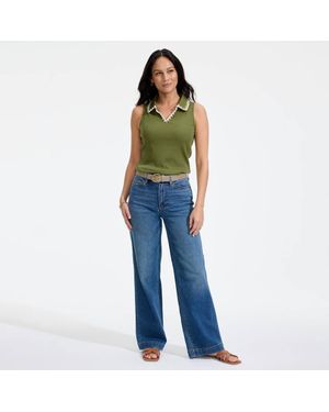Lands' End Recover Wide Leg Jeans, High Waisted - Blue