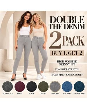 Smart Living High Waisted Skinny Fit Stretch Denim Jeans 2 Pack - Grey
