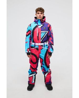 OOSC Fresh Prince Ski Suit, Patterned Polyester, Relaxed Fit - Red