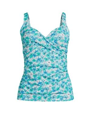 Lands' End V-Neck Wrap Tankini Top - Blue