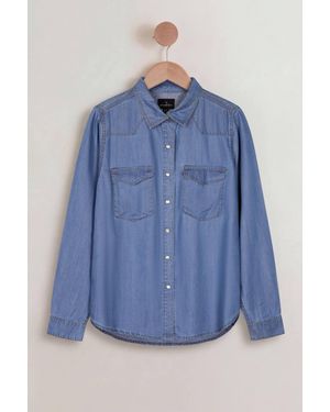 Enorsia Long Sleeve Tencel Denim Shirt - Blue