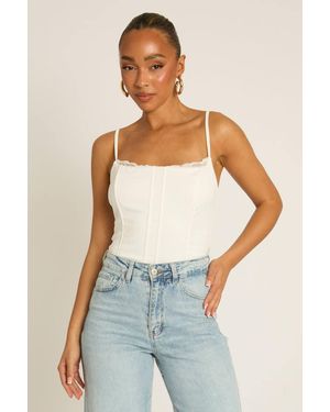 Rebellious Fashion Lace Detail Corset Top - Blue