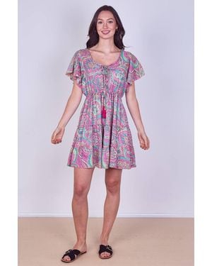 ELAINA FASHION Effortless Boho Style With Paisley Print - Purple