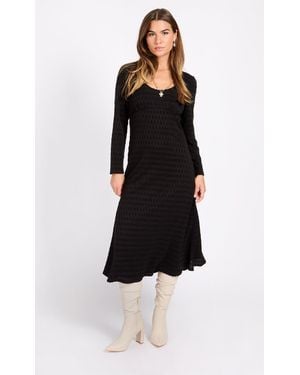 Little Mistress Waffle Texture Midaxi Dress - Black