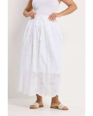 Yours Broderie Anglaise Maxi Skirt - White