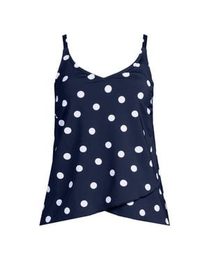 Lands' End Long Tulip Hem Tankini Top - Blue