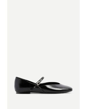 Linzi Hush Faux Leather Mary Jane Style Flats - White