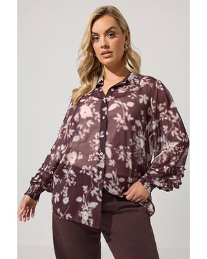 Yours Blurred Floral Ruffle Shirt
