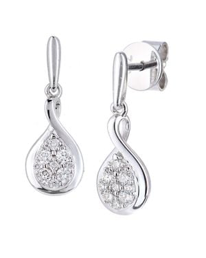 Jewelco London 18Ct 20Pts Diamond Pave Tears Of Joy Drop Earrings - White