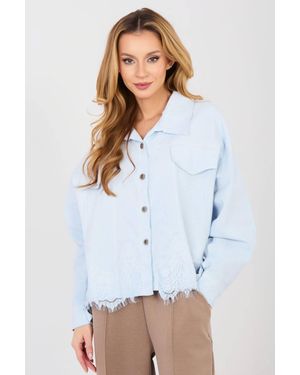 Love Lace Denim Jacket With Lace Hem Detail - White
