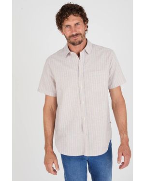 DAMART Short Sleeve Linen-Blend Shirt - White