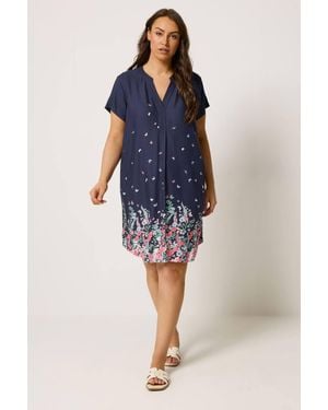 Yours Floral Tunic Dress - Blue