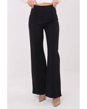 Love Lace Smooth High Waist Wide Leg Trousers - Black