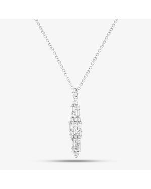 T.H.Baker 18Ct 0.60Ct Baguette & Diamond Dropper Necklace Lg260/Na - White