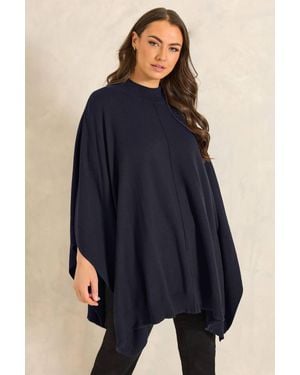 Evans Seam Detail Knitted Cape - Blue