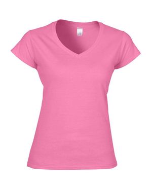 Gildan Soft Style Short Sleeve V-Neck T-Shirt - Pink