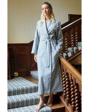 British Boxers "Chalk" Stripe Brushed Cotton Dressing Gown - Grey