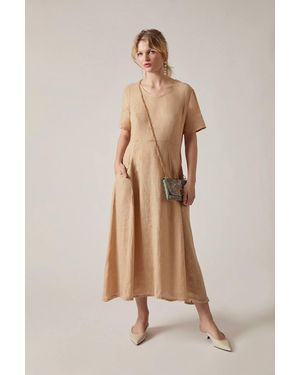 James Lakeland Sand Linen Midi Dress - Natural