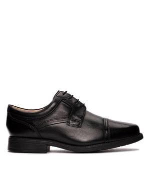Clarks Hail Cap Leather Derby Shoes - Black