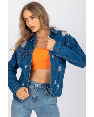 Love Lace Classic Cotton Elastane Eyelet Jacket - Blue