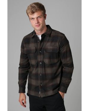 Tokyo Laundry Cotton Blend Double Layer Checked Shirt - Grey