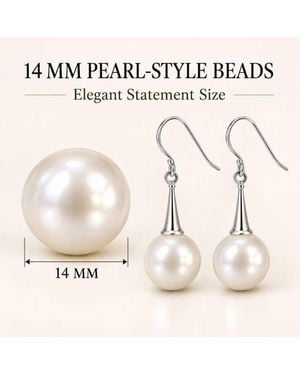 BluCore 14 Mm Pearl-Style Drop Earrings-Tone Statement Dangle Earrings - Natural