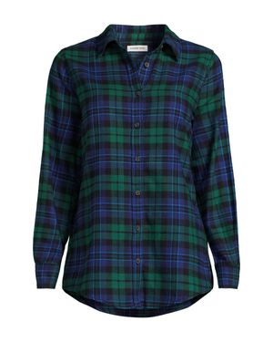 Lands' End Plus Long Sleeve Flannel Boyfriend Shirt - Blue