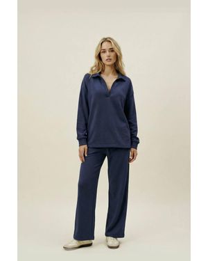 The Night Store Collar Lounge Trouser Set - Blue