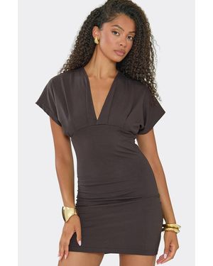 EGO Short Sleeve Ruched Mini Dress - Black