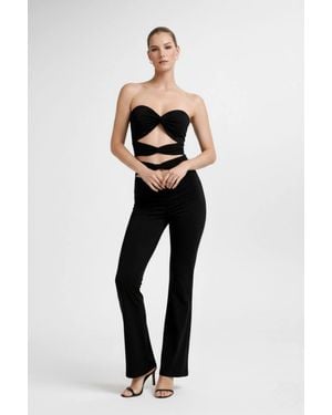 Stylewise Cut-Out Knot Front Bodycon Jumpsuit - Black