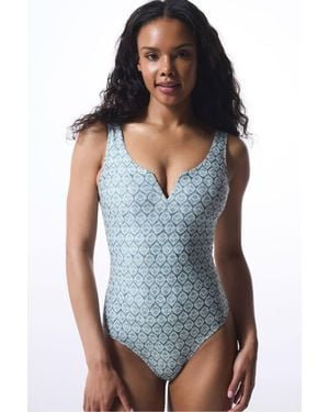 Penti Geometric Patterned V Swimsuit - Blue