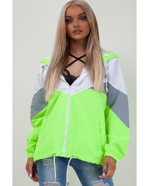 Stylewise Colour Block Drawstring Hood - Green