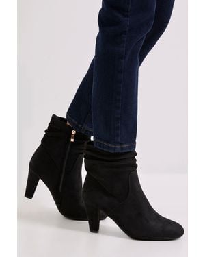 Dorothy Perkins Ally Faux Suede Ruched High Heeled Ankle Boots - Blue
