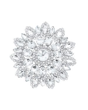 Neel Blue Diamante Motif, Sew On Crystal Applique, 100Mm - White