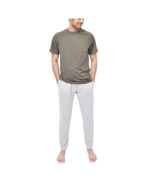 Smart Living Raglan T-Shirt & Bottom 2 Piece Pyjama Set Nightwear - Natural
