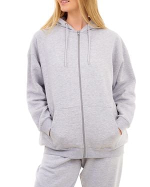 Smart Living Cosy Soft & Comfortable Over Sized Polycotton Zip-Up Hoodie - Grey