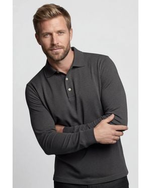 Lands' End Tall Long Sleeve Supima Polo Shirt, Traditional Fit - Black