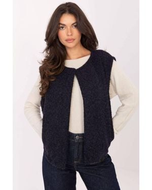 Love Lace Boucle Slip Pocket Vest Without Fastening Style 217875 - Blue