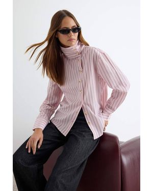 WOVCOR High Neck Long Sleeve Shirt - Pink