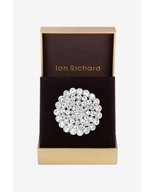 Jon Richard Rhodium & Crystal Statement Brooch - Black
