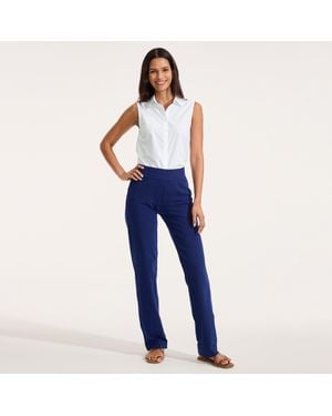 Lands' End Plus Starfish Straight Leg Stretch Jersey Trousers - Blue