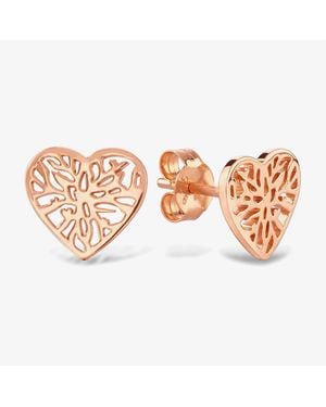 Rosa Lea Open Leaves Heart Stud Earrings Am-2Thb010406 - Pink