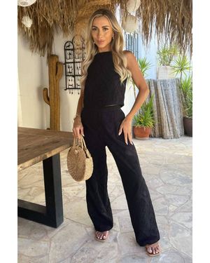 AX Paris Broderie Wide Leg Trousers - Natural