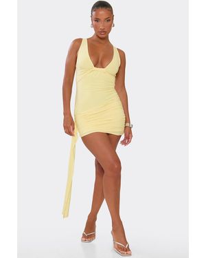 EGO Sleeveless Drape Mini Dress - Yellow