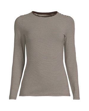 Lands' End Cotton Modal Long Sleeve Crew Neck Top - Brown