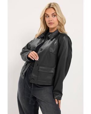 Yours Leather Button Jacket - Black
