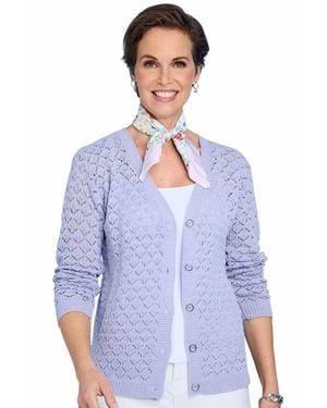 Chums Cardigan Pointelle Knit - Blue