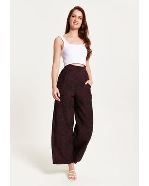 Liquorish Wine Wide Leg Trousers - Multicolour