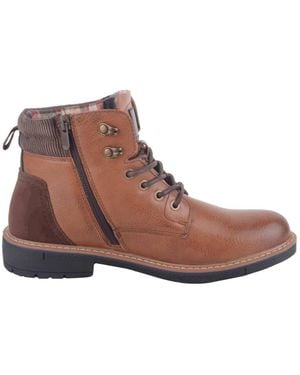 Absolute Footwear Smooth Faux Leather Lace Up Smart Casual Chelsea Ankle Boots - Brown
